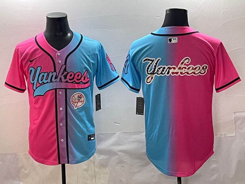 Men 2025 New York Yankees Blank Blue pink Game Nike MLB Jersey style 0010